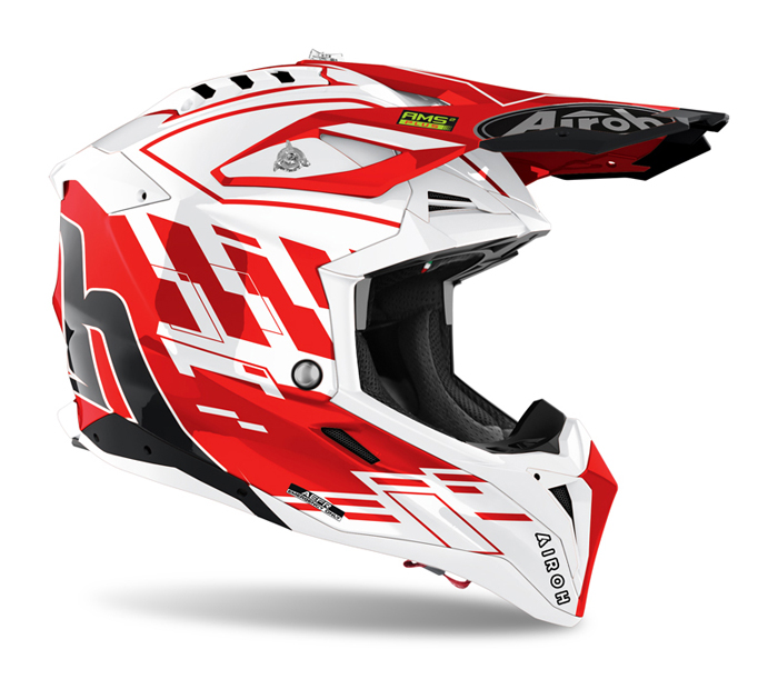 Airoh Motocross Helmet Aviator 3 Rampage - Gloss Red / White