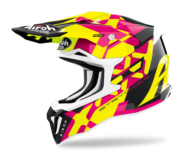 Moet Verslijten Bergbeklimmer Strycker : Airoh Motocross Helmet Strycker XXX - Gloss Fluo Yellow / Pink