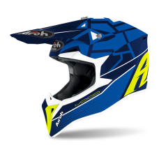 Airoh Motocross Helmet Wraap Mood - Gloss Fluo Blue / Yellow