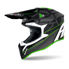 Airoh Motocross Helmet Wraap Mood - Matte Fluo Green / Grey