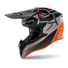 Airoh Motocross Helmet Wraap Mood - Matte Fluo Orange / Grey