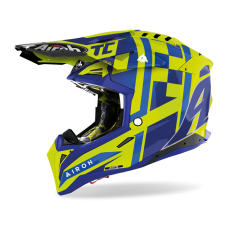 Airoh Motocross Helmet Aviator 3 TC21 - Gloss Fluo Yellow / Blue