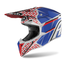 Airoh Motocross Helmet Wraap Idol - Gloss Red / Blue