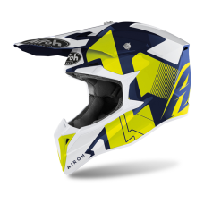 Airoh Motocross Helmet Wraap Raze - Gloss Blue / Yellow