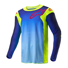 Alpinestars Cross Shirt 2024 Racer Hoen - Fluo Geel / Blauw / Navy