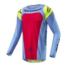 Alpinestars Cross Shirt 2024 Techstar Ocuri - Licht Blauw / Fluo Geel / Rood Berry