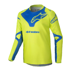 Alpinestars Kinder Cross Shirt 2025 Racer Veil - Fluo Geel / Blauw