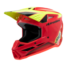 Alpinestars Kinder Crosshelm Supertech S-M3 Fray - Rood / Fluo Geel / Zwart