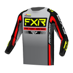 FXR Kinder Cross Shirt 2023 Clutch Pro - Grijs / Zwart / HiVis