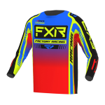 FXR Kinder Cross Shirt 2023 Clutch Pro - Pro Blauw / HiVis / Rood