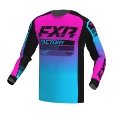 FXR Kinder Cross Shirt Clutch Pro - Zwart / Sky / Roze