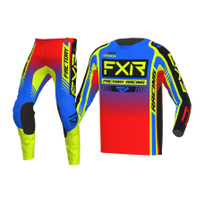 FXR Youth Motocross Gear Clutch Pro - Pro Blue / HiVis / Red