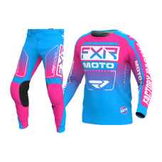 FXR Mini Motocross Gear 2024 Clutch - Cyan / Pink