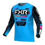 FXR Kinder Cross Shirt 2025 Podium - Cyan / Zwart / Roze