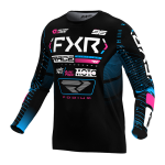 FXR Kinder Cross Shirt 2025 Podium - Zwart / Cyan / Roze