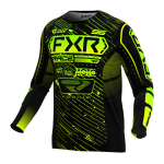FXR Kinder Cross Shirt 2025 Podium - Zwart / HiVis / Lime