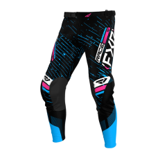 FXR Kinder Crossbroek 2025 Podium - Zwart / Cyan / Roze