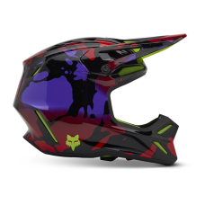 Fox Motocross Helmet V3 Throttle - Fluo Yellow