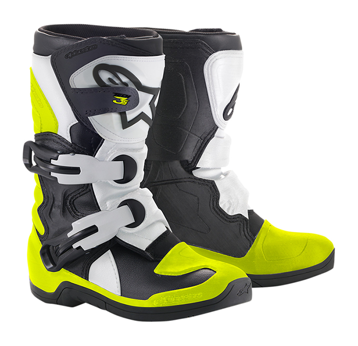 Tech 3S Alpinestars Kids Motocross Boots Tech 3S Black White Yellow Fluo