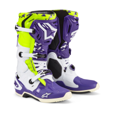 Alpinestars Crosslaarzen Tech 10 LE Dirt Studios - Wit / Paars / Geel Fluo