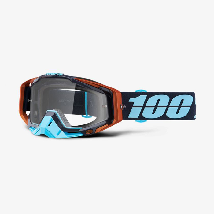 100% Crossbril Racecraft Ergono - Koper / Zwart / Cyan - Clear Lens
