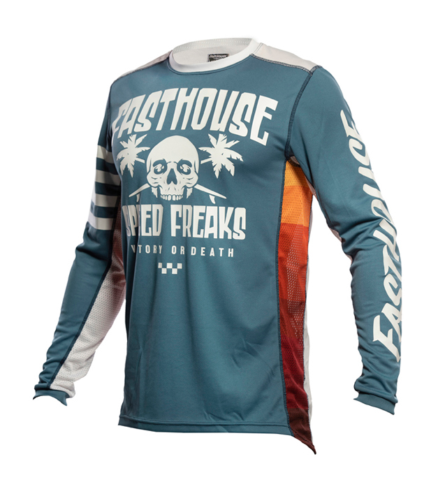 Fasthouse Kinder Cross Shirt 2021 Grindhouse Swell - Slate / Wit