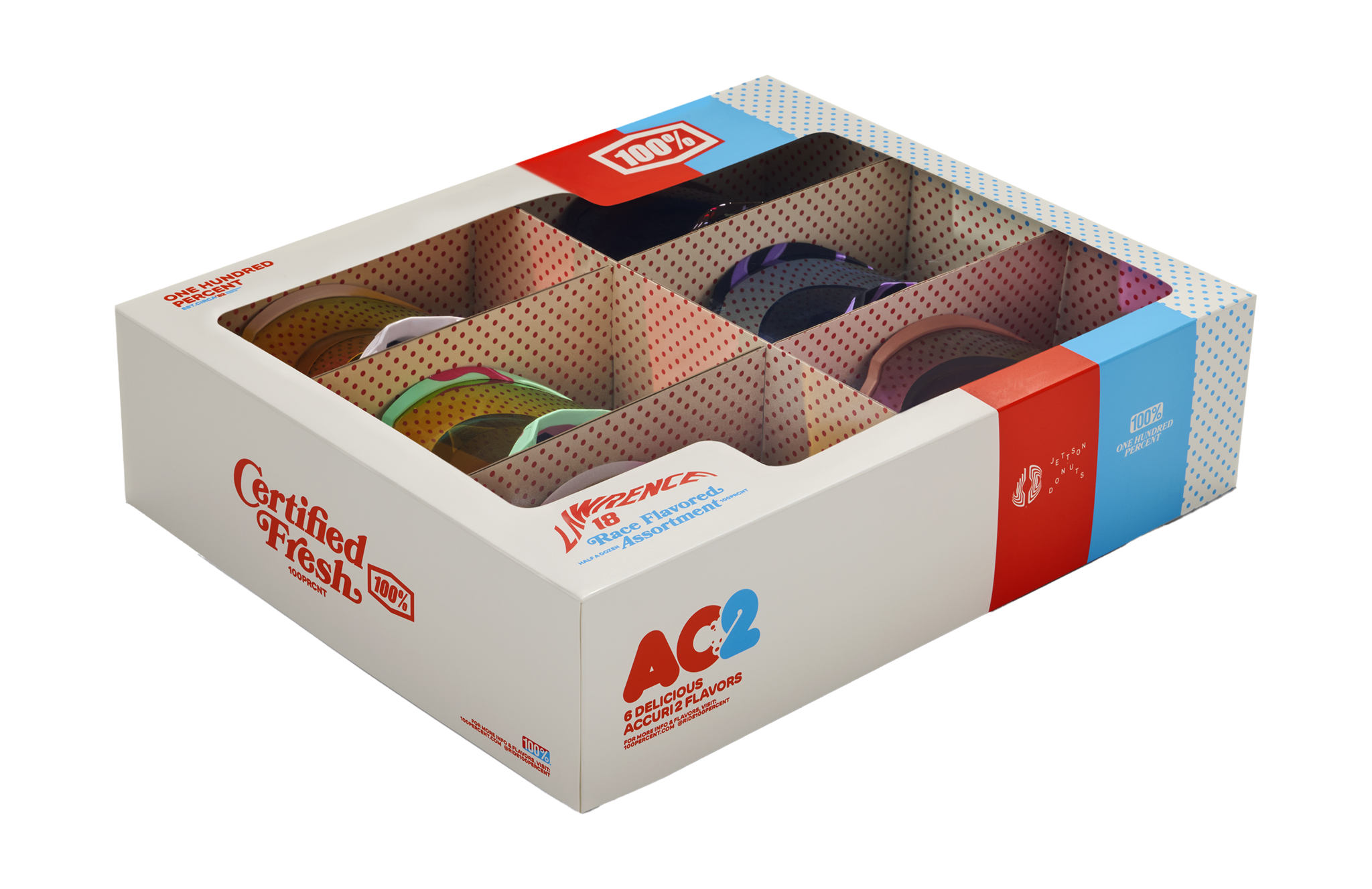 100% Crossbril Accuri 2 Donut Jett Lawrence - Spiegel Multi Lens - 6 Stuks