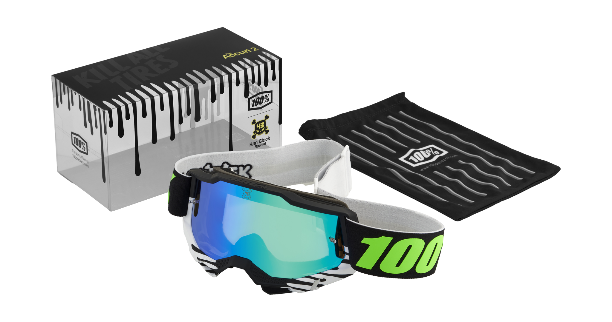 100% Crossbril Accuri 2 KB43 SE Blackdrip - Spiegel Groen Lens