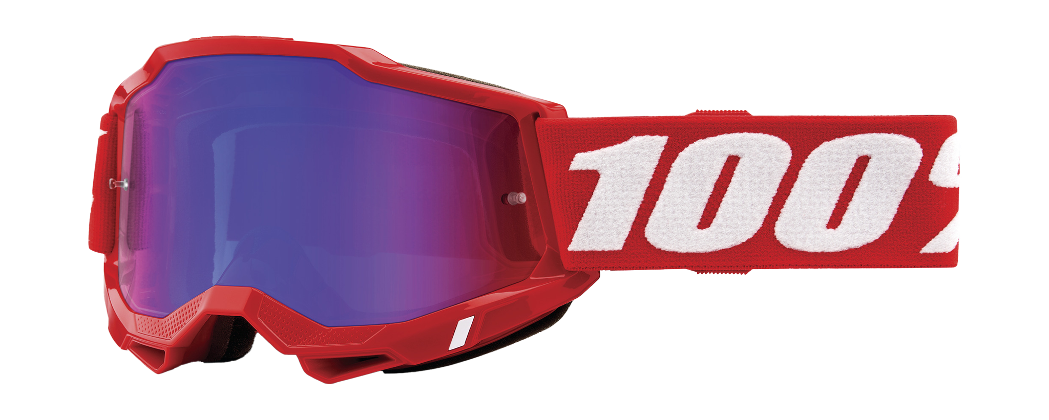 100% Crossbril Accuri 2 Neon Red - Spiegel Rood / Blauw Lens