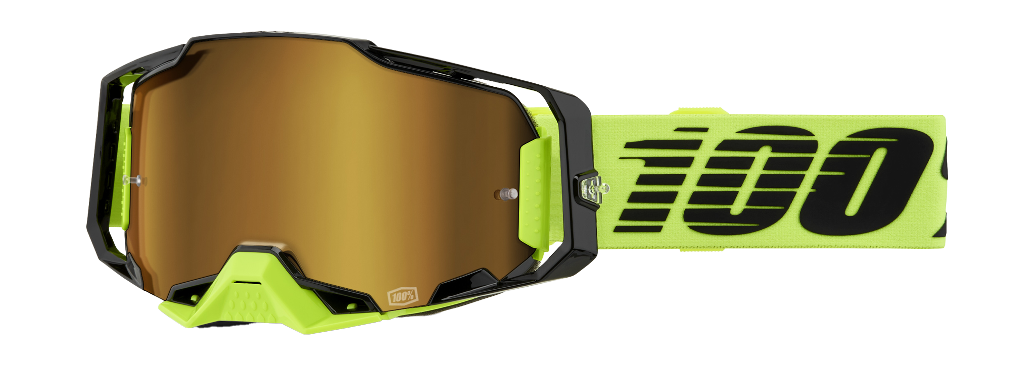 100% Crossbril Armega Neon Yellow - Spiegel Goud Lens