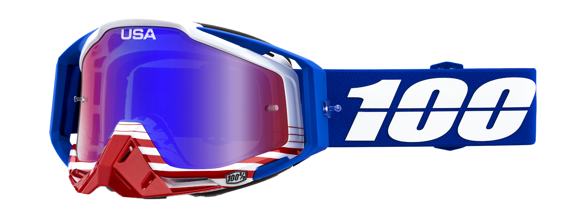 100% Crossbril Racecraft 1 Anthem - Spiegel Rood / Blauw Lens