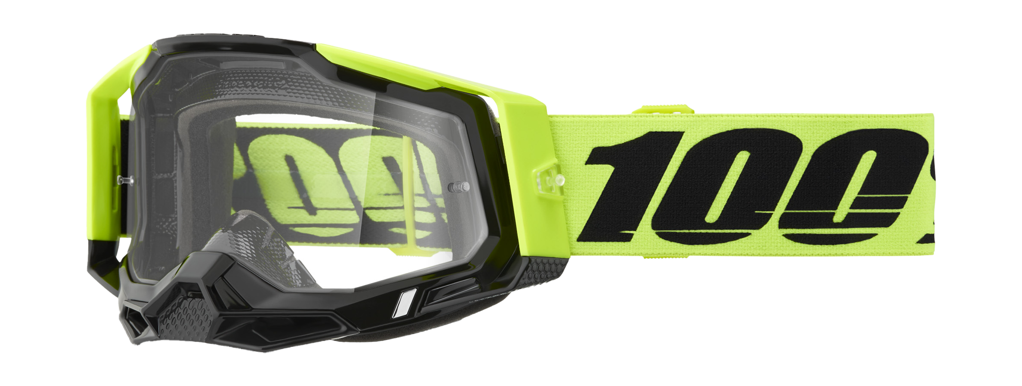 100% Crossbril Racecraft 2 Neon Yellow - Clear Lens
