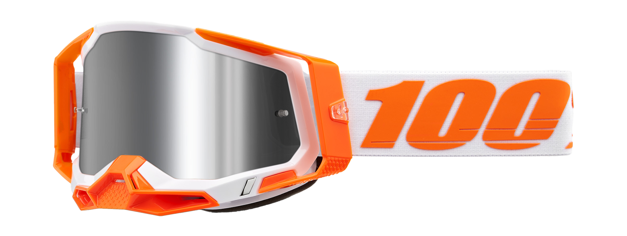 100% Crossbril Racecraft 2 Orange - Spiegel Zilver Flash Lens