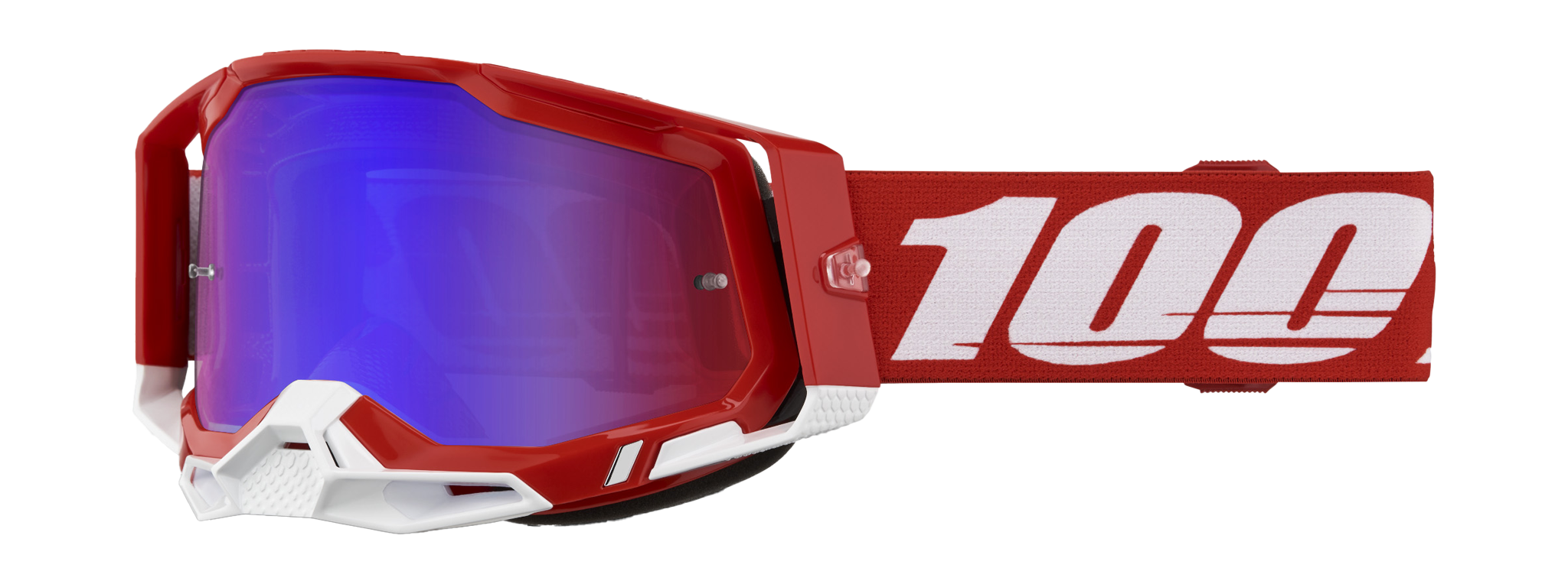 100% Crossbril Racecraft 2 Red - Spiegel Rood / Blauw Lens