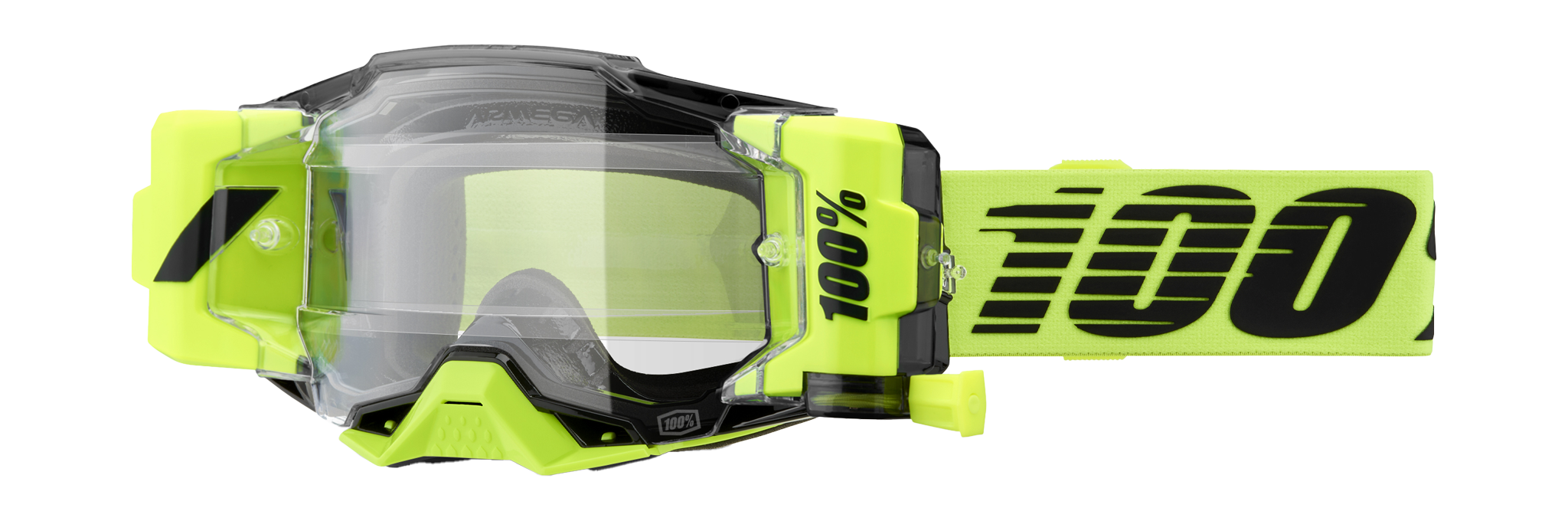 100% Crossbril Roll-Off Armega Forecast Neon Yellow - Clear Lens