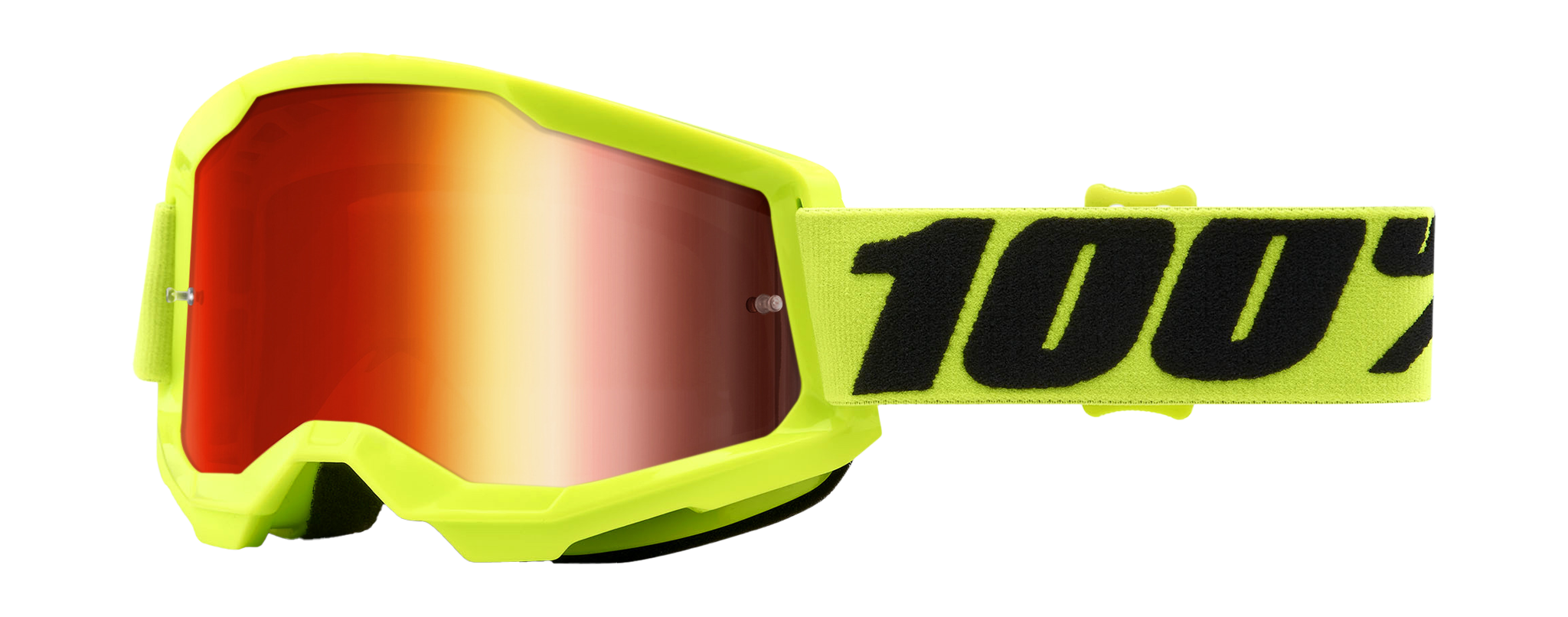 100% Crossbril Strata 2 Fluo Yellow - Spiegel Rood Lens