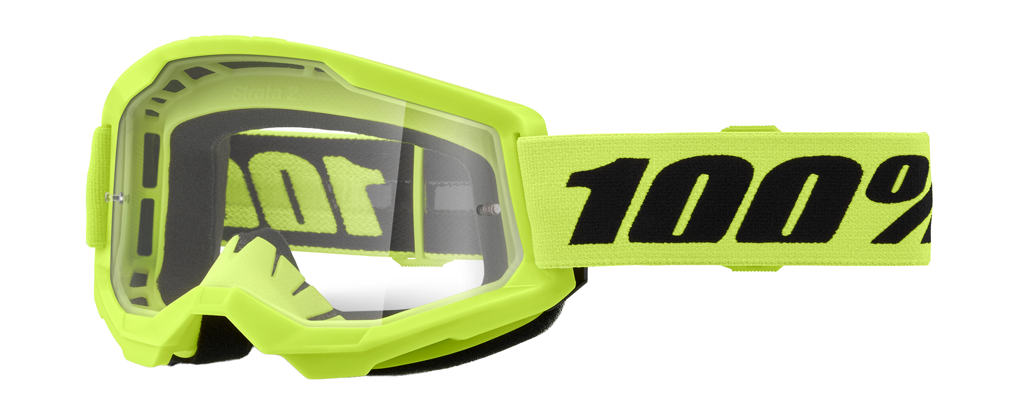 100% Crossbril Strata 2 Neon Yellow - Clear Lens