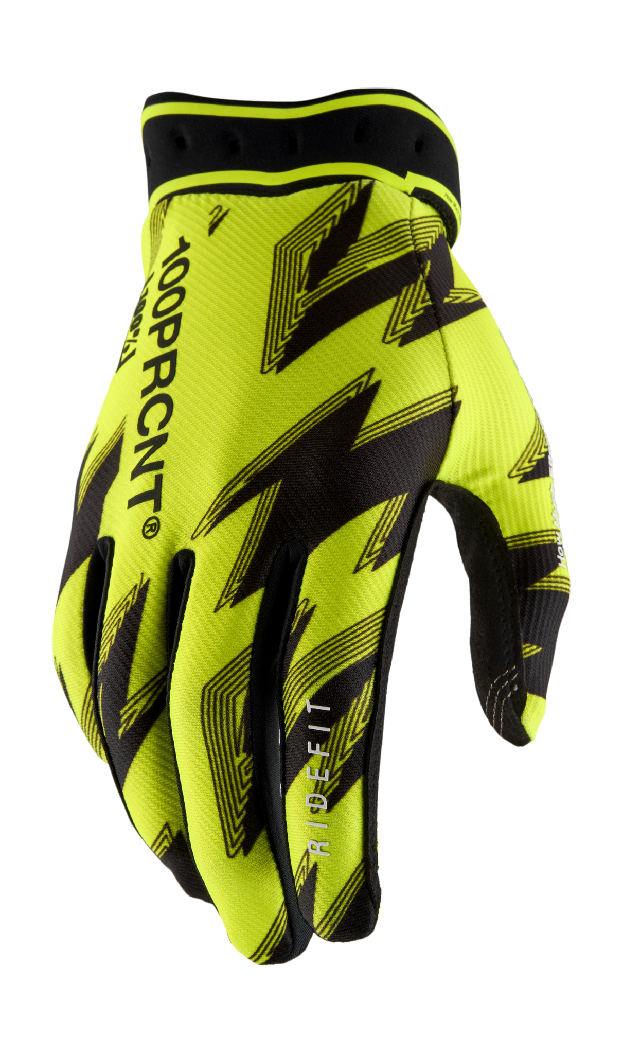 100% Crosshandschoenen Ridefit - Fluo Geel / Zwart