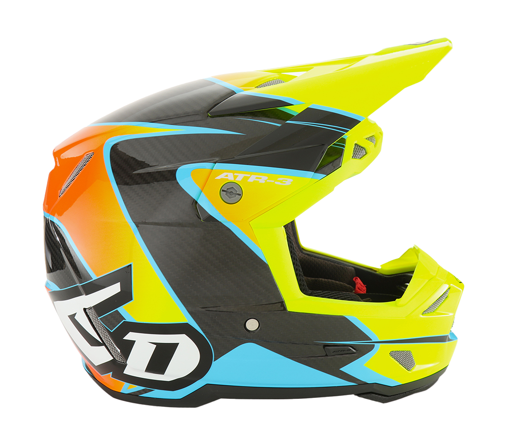 6D Crosshelm ATR-3 Wave - Cyan / Neon Oranje / Geel