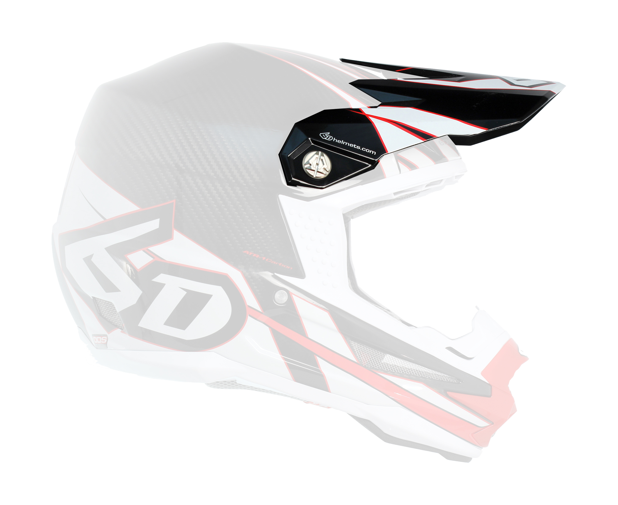 6D Helmklep ATR-1 Carbon - Electric Rood / Wit