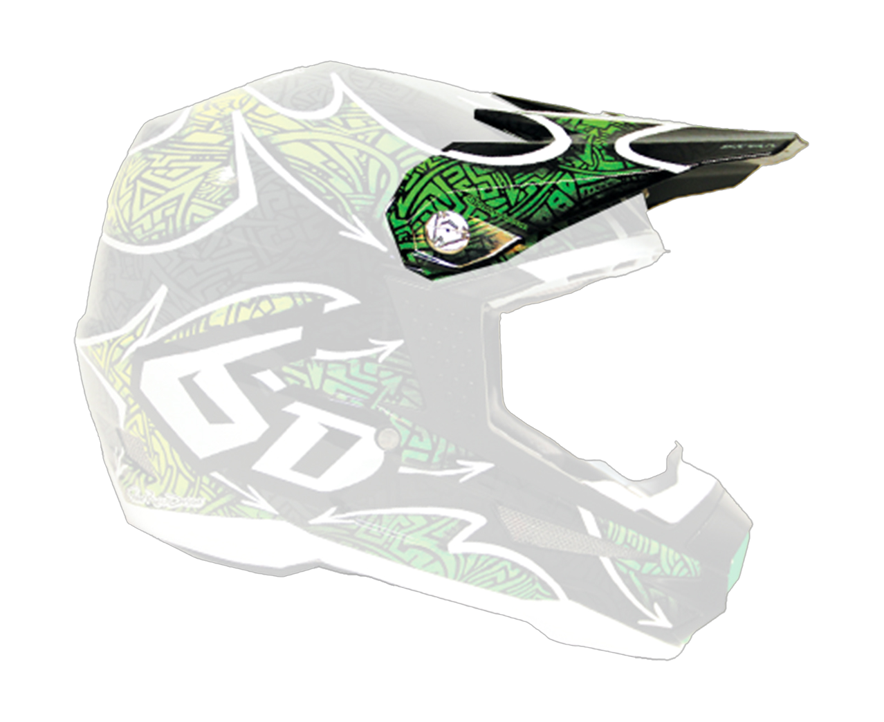 6D Helmklep ATR-1 Maze Graphic - Green Gloss