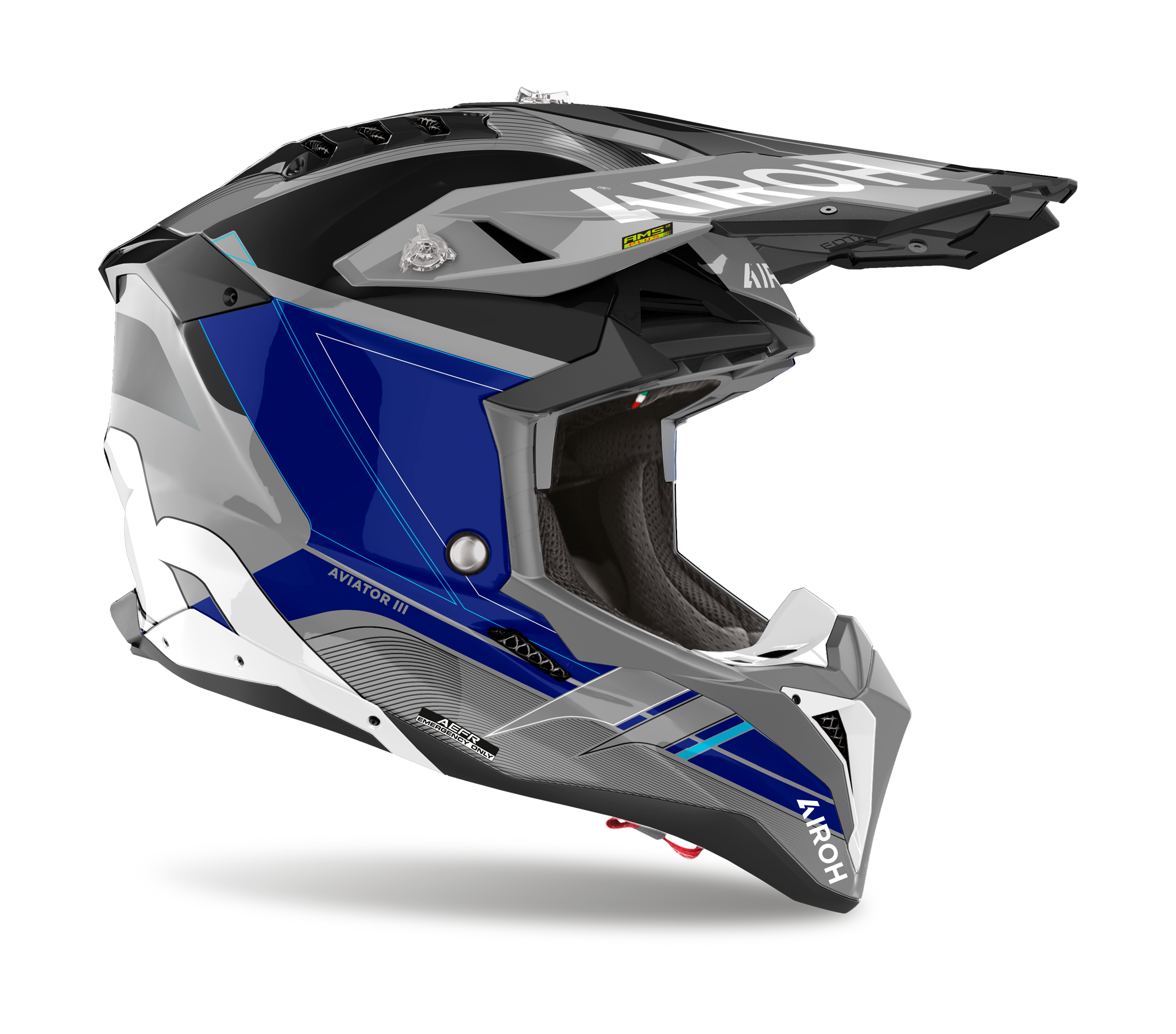 Airoh Crosshelm Aviator 3 Saber - Glans Blauw