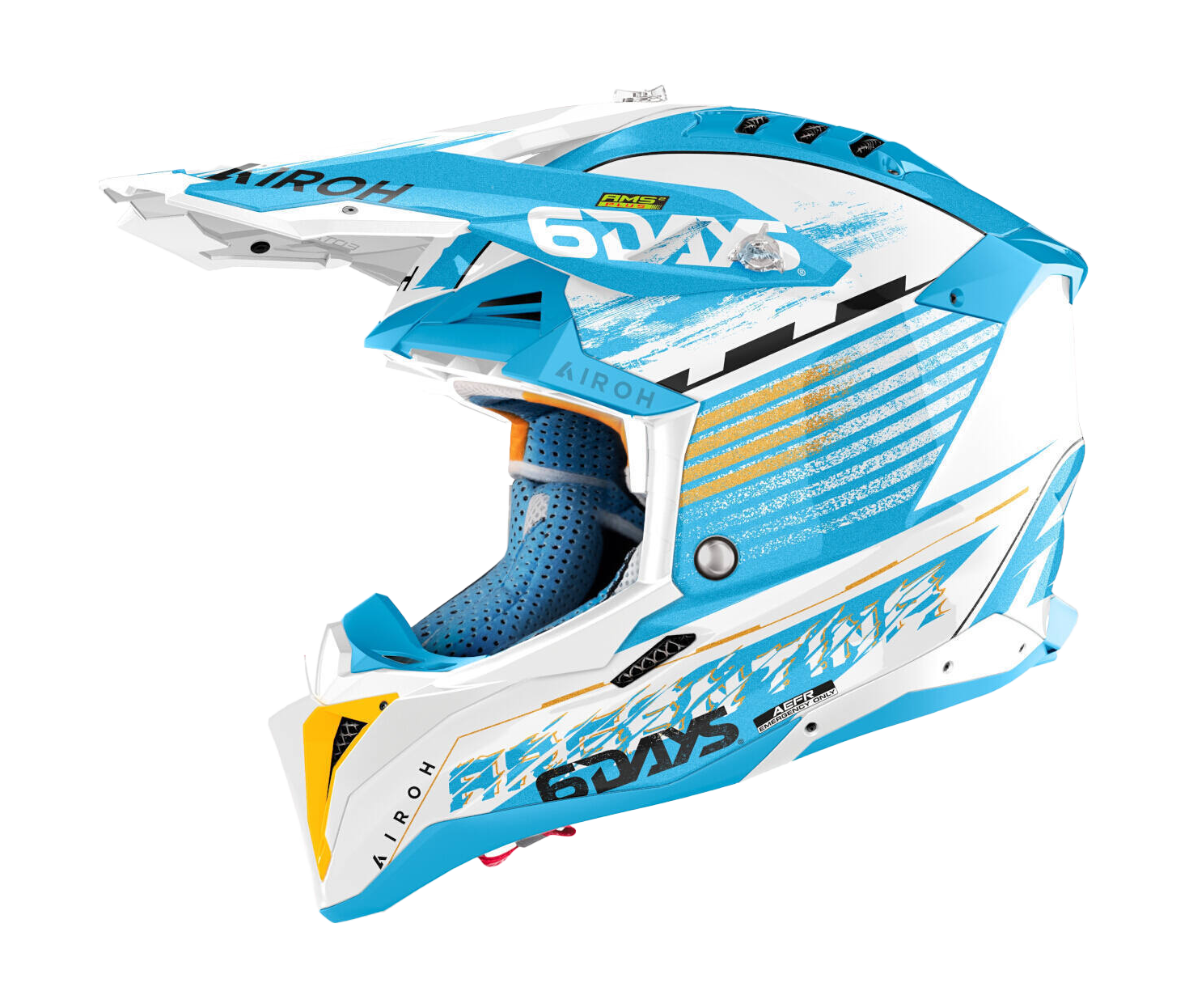 Airoh Crosshelm Aviator 3 Six Days Argentina - Glans Blauw