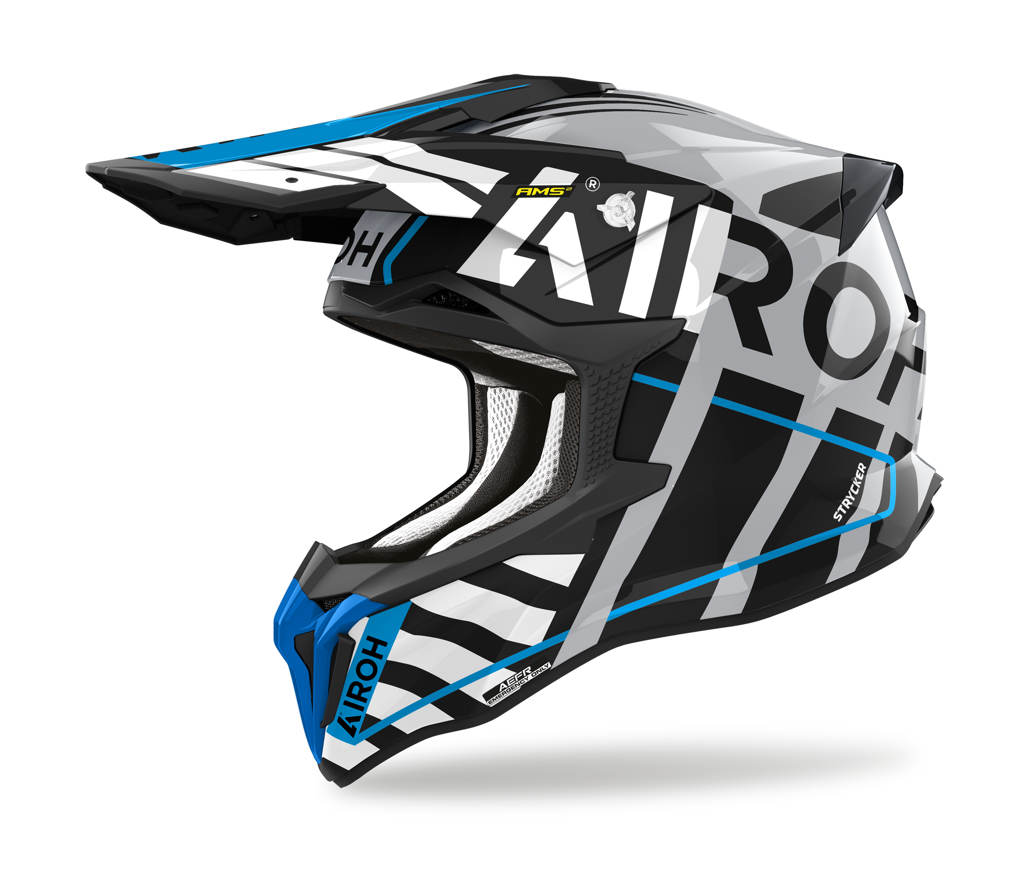 Airoh Crosshelm Strycker Brave - Glans Blauw / Grijs