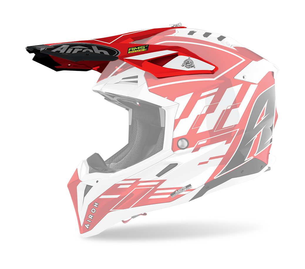 Airoh Helmklep Aviator 3 Rampage - Glans Rood / Wit