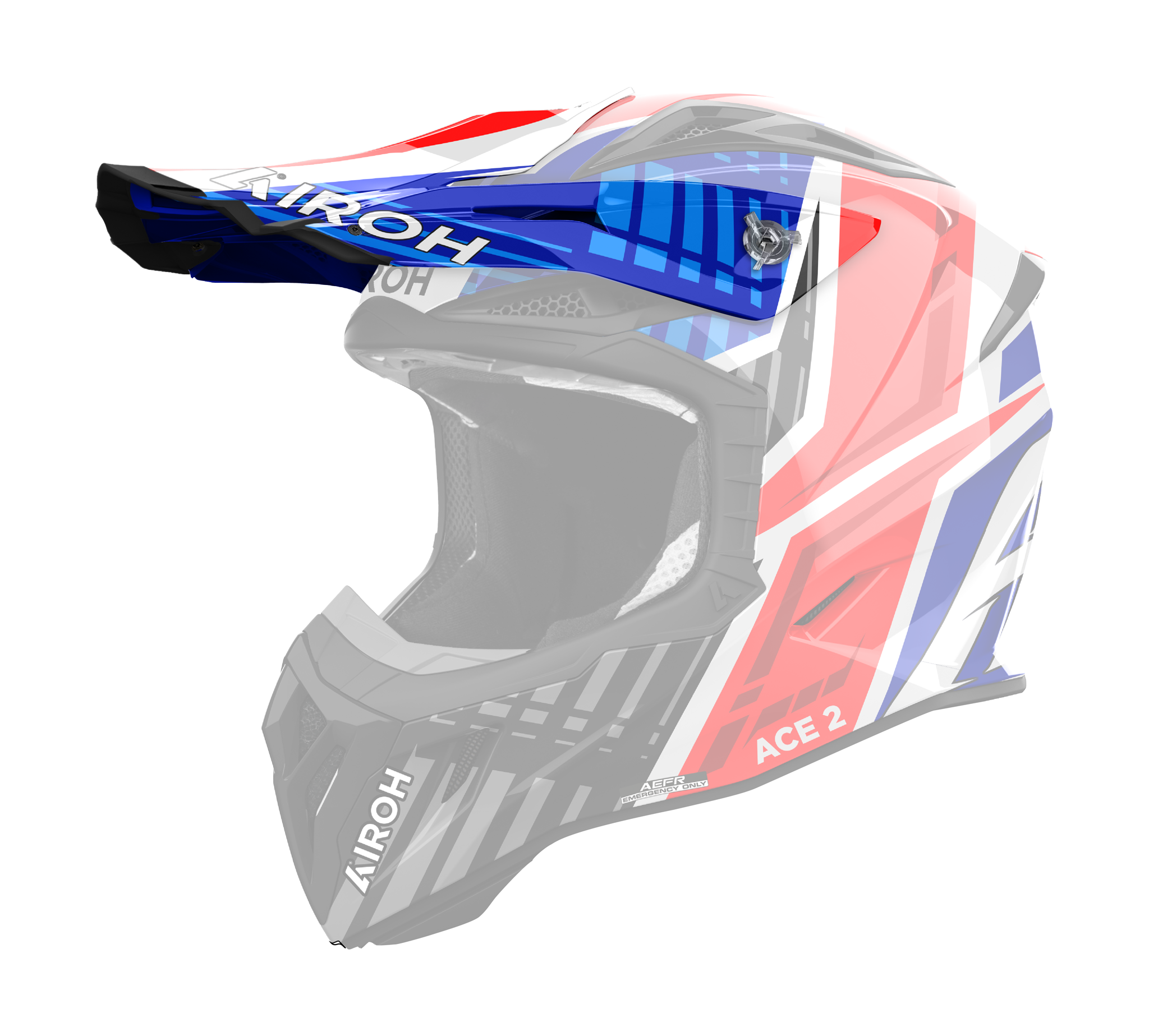 Airoh Helmklep Aviator Ace 2 Proud - Glans Blauw / Rood