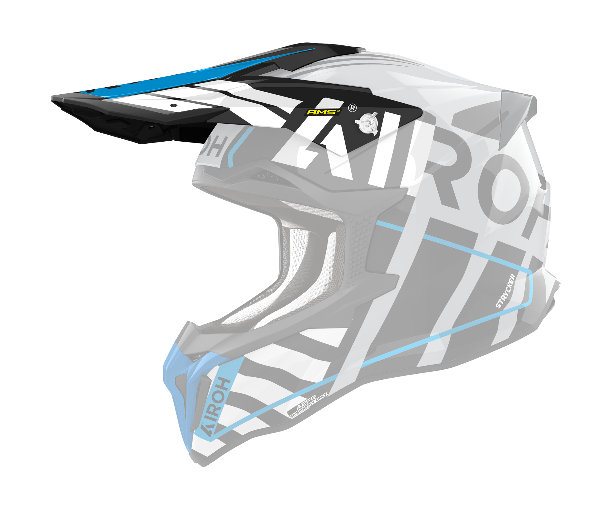 Airoh Helmklep Strycker Brave - Glans Blauw / Grijs