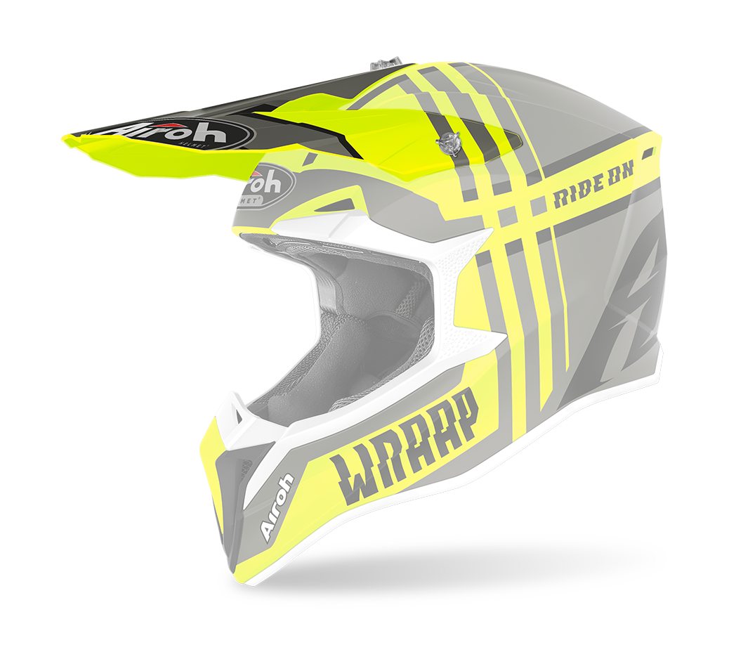 Airoh Helmklep Wraap Broken - Mat Fluo Geel / Grijs