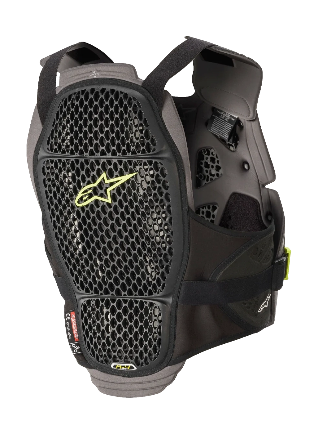 Alpinestars Bodyprotector A-4 MAX - Zwart / Antraciet / Fluo Geel