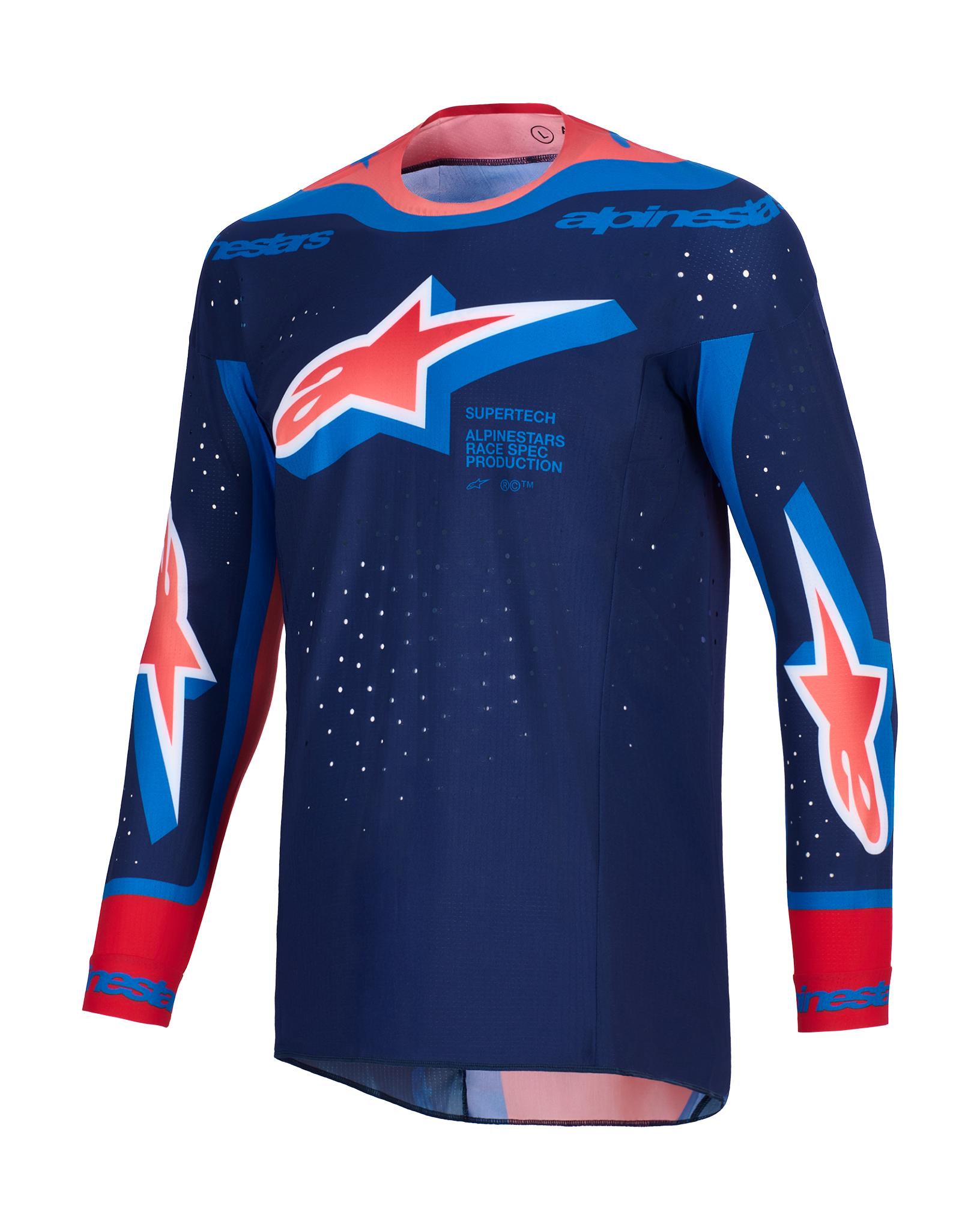 Alpinestars Cross Shirt 2026 Supertech Vista - Donker Navy / Hot Coral / Cobalt